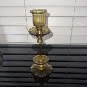 Fenton Art Glass Buttercup Ram's Head Candle Stick Holder